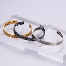 AML in Stock Wholesale Trendy Mens Stainless Steel C Type OpenEnded Bracelet Classic Wide Face a Scale Designpicture11