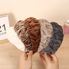 bandeau en peluche plié en tissu coréen simple bandeau de couleur unie accessoires pour cheveux