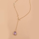 Japanese and Korean Temperamental Purple Droplet Zircon Long Pendant Necklace Elegant Fashion Lady Necklace Clavicle Chain Chokerpicture8