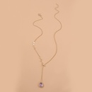Japanese and Korean Temperamental Purple Droplet Zircon Long Pendant Necklace Elegant Fashion Lady Necklace Clavicle Chain Chokerpicture9