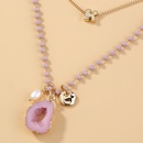 European and American jewelry elegant purple crystal chain imitation natural stone hollow pendant double necklacepicture8