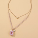 European and American jewelry elegant purple crystal chain imitation natural stone hollow pendant double necklacepicture10