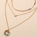 Trendy AllMatch Necklace Set Natural Abalone Shell Round Alloy Diamond Letter MultiLayer Chain Necklace Wholesalepicture9