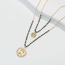 European and American creative fashion handwoven bead chain golden retro coin pendant necklacepicture14