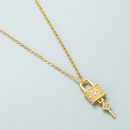 retro diamondstudded titanium steel small lock key necklace wholesalepicture8