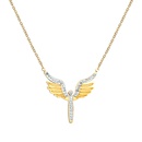 Korean style new diamondstudded nonfading titanium steel angel wings necklacepicture7