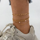 fashion geometric multilayer anklet metal texture niche imitation pearl hollow personality accessoriespicture9