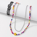 ethnic rice beads lace stacking multilayer geometric atmosphere smiling face round bead necklacepicture11