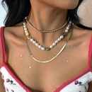 N9609 European and American Fashion MultiLayer Necklace Imitation Pearl Personality Diamond Necklace SpecialInterest Design Retro New Necklacepicture9