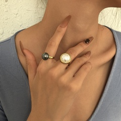 cross-border retro simple jewelry French romantic pearl ring personality ring