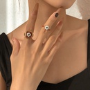 R0655 CrossBorder Retro Hong Kong Style Elegant Ring French Alloy Oil Dripping Pearl Flower Internet Celebrity Trendy Ring Femalepicture8