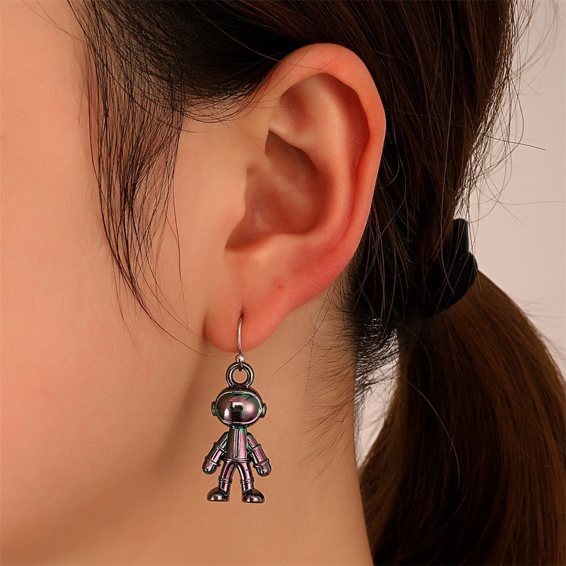 hiphop astronaut earrings personality cute threedimensional geometric earrings