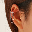 Japanese And Korean Simple Rhinestone Tassel Four EightPointed Stars Ear Clip Single Fashion Personality Cross Chain Earless Earrings Earringspicture7