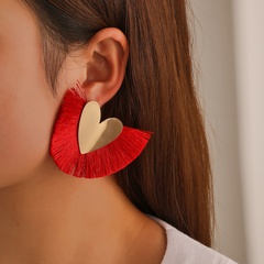 Bohemian fan-shaped tassel earrings ethnic style retro handmade geometric earrings