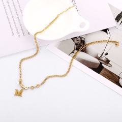 European and American personality letter M titanium steel necklace wholesale