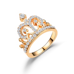 retro open ring trend fashion alloy diamond crown ring