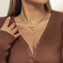 collar con colgante de diamante completo en forma de dragn retro collar de cobre de cadena hueca de una sola capapicture7