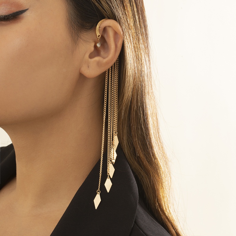 personality fashion diamond tassel chain earring sequin ear bone clip