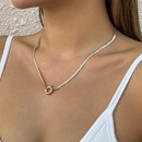 simple singlelayer flat snake bone chain necklace retro spring clasp pendant chain necklacepicture7