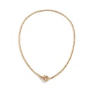 simple singlelayer flat snake bone chain necklace retro spring clasp pendant chain necklacepicture9