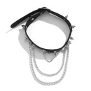 punk black pu rivet peach heart necklace exaggerated threedimensional chain tassel necklacepicture9