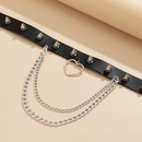 punk black pu rivet peach heart necklace exaggerated threedimensional chain tassel necklacepicture10