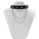 punk black pu rivet peach heart necklace exaggerated threedimensional chain tassel necklacepicture11