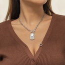 Retro full diamond cross chain pendant letter OT buckle square necklace wholesalepicture8