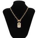 Retro full diamond cross chain pendant letter OT buckle square necklace wholesalepicture11