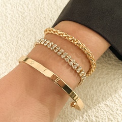 Retro diamond-studded twist chain bracelet LOVE letter metal bracelet set wholesale
