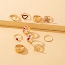 Europe and America Cross Border New Fashion Ins Style HeartShaped Smiley Ring Personalized Creative Maple Leaf Peach Heart Ring 10Piece Setpicture6