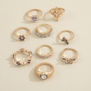 Foreign trade fashion trend pink butterfly purple rhinestone grape flower geometric ring ninepiece setpicture7