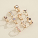 Foreign trade fashion trend pink butterfly purple rhinestone grape flower geometric ring ninepiece setpicture11