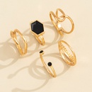 Crossborder foreign trade retro black sixsided geometric dripping hollow ring fivepiece setpicture11