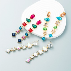 fashion alloy diamond-studded geometric long earrings female trend ear jewelry