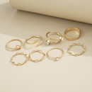European and American SpecialInterest Design Fashion Simple Double Diamond Wave Double Flat Head Ring Retro Knuckle Ring EightPiece Setpicture8