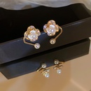 Korean Pearl Flower Diamond Earrings Retro Personality Stud Earrings Wholesalepicture4
