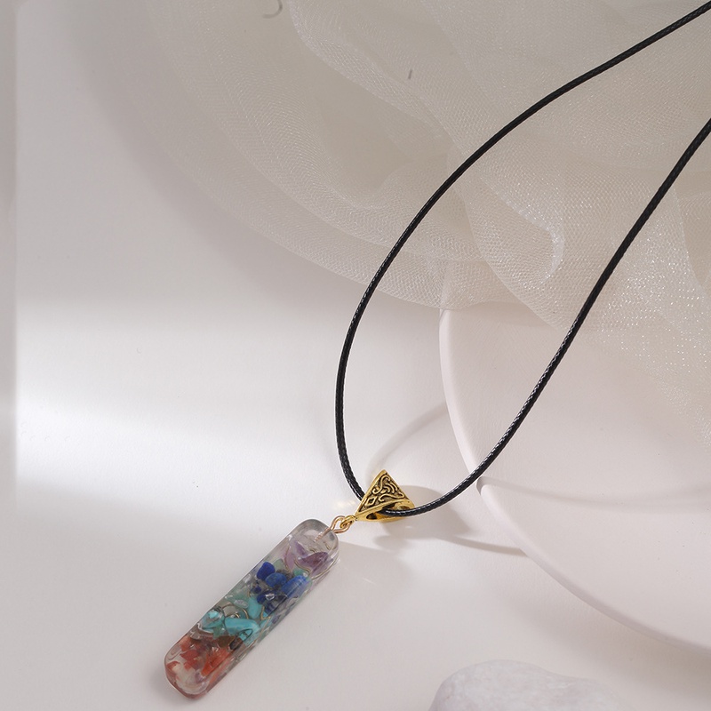 colored stone long necklace semiprecious stone natural gravel crystal pendant wholesale