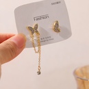 Geometric Dongdaemun Womens Wheat HighEnd Gold Independent Packaging Pearl Tassel Petal Earringspicture4