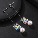 Korean fashion simple long opal earrings bow zircon earringspicture10