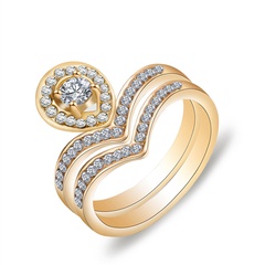 retro multi-layer heart alloy diamond open ring wholesale