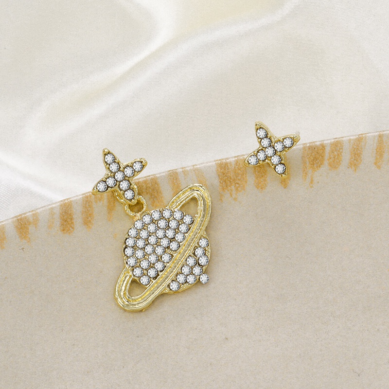 asymmetrical star earth earrings simple diamondstudded earrings