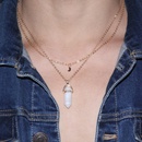 El ms vendido en Europa y Amrica moda doble Luna hexgono prisma colgante de cristal collar de mujer suter cadena Ins metlicopicture8