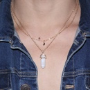 El ms vendido en Europa y Amrica moda doble Luna hexgono prisma colgante de cristal collar de mujer suter cadena Ins metlicopicture10