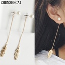 European and American Temperament Feather Leaf Pearl Personalized Long Earrings Eardrops Earrings Female Earrings Factory Wholesalepicture7