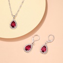 CrossBorder Korean Style Water Drop Ruby Ornament Set Kate Middleton Noble Zircon Earrings Necklace Bridal Jewelrypicture6