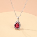CrossBorder Korean Style Water Drop Ruby Ornament Set Kate Middleton Noble Zircon Earrings Necklace Bridal Jewelrypicture7