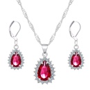 CrossBorder Korean Style Water Drop Ruby Ornament Set Kate Middleton Noble Zircon Earrings Necklace Bridal Jewelrypicture10