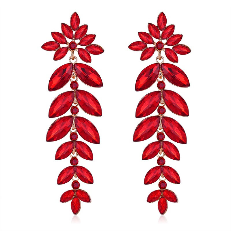 European and American exaggerated leaf long earrings fashion red earrings wholesale