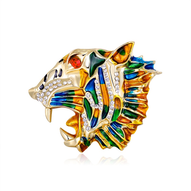 New retro tiger brooch drip painting animal brooch creative zodiac brooch